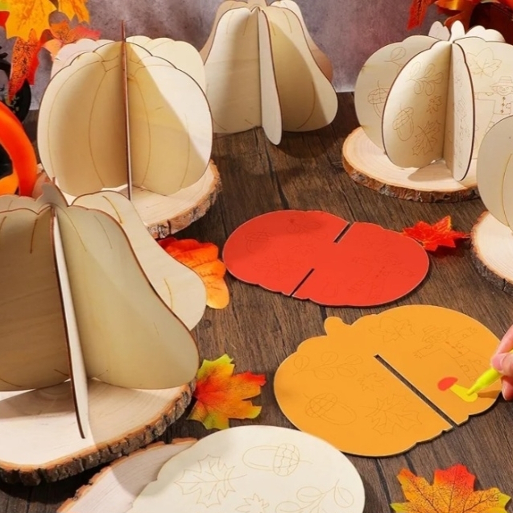 12 Pumpkin Wooden Fall Thanksgiving Craft Kit